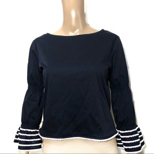Club Monaco Navy Blue with White Trim Blouse